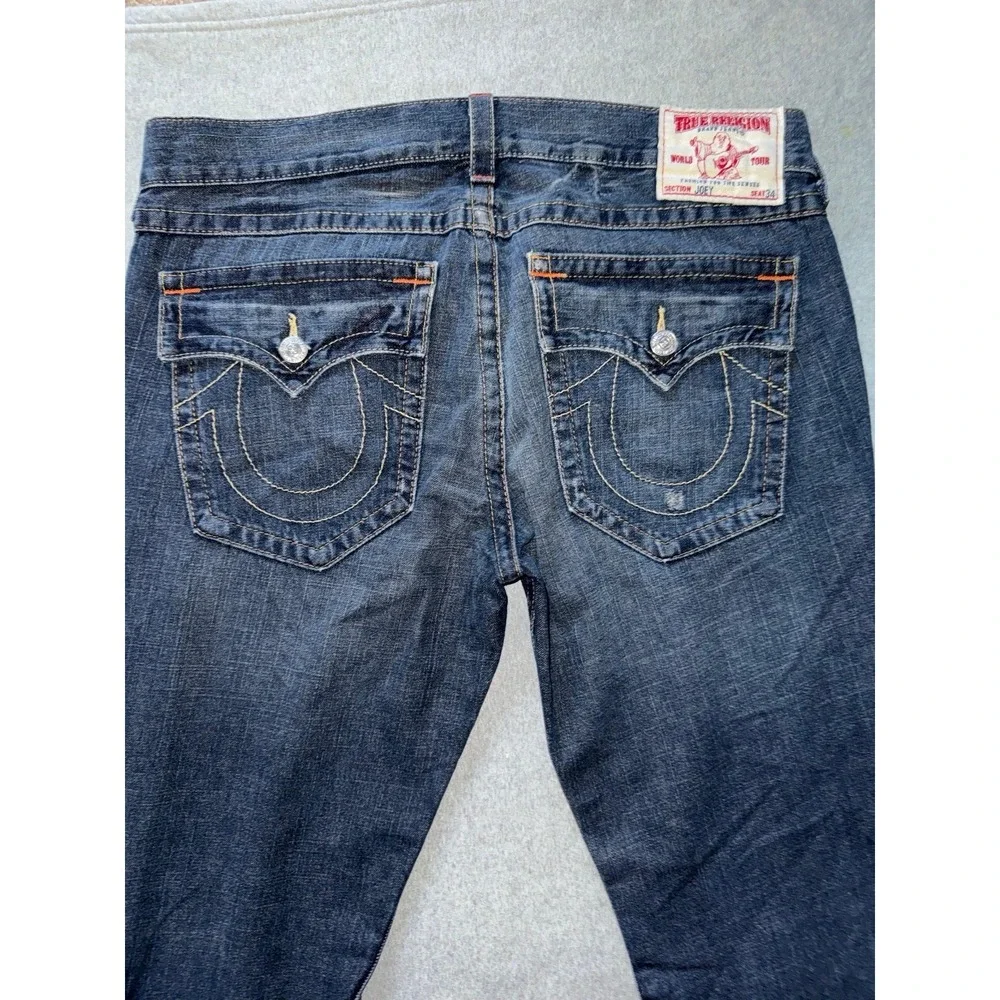 True Religion Mens Joey Dark‎ Wash Straight Jeans Blue Denim Size 38